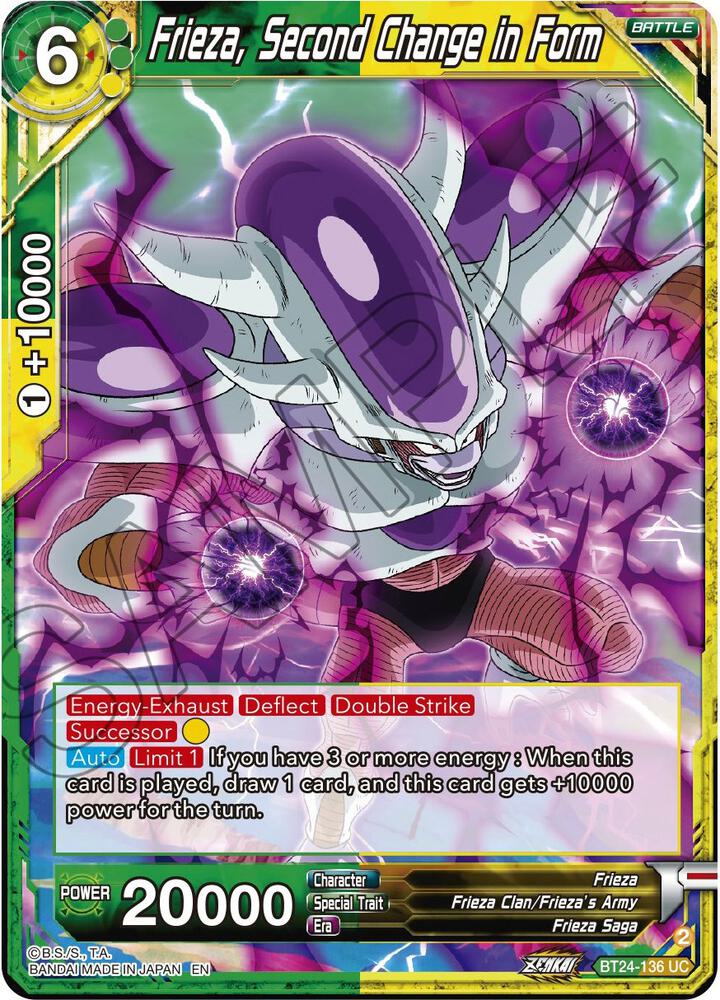 Frieza Second Change in Form BT24-136 Beyond Generations Dragonball Super card