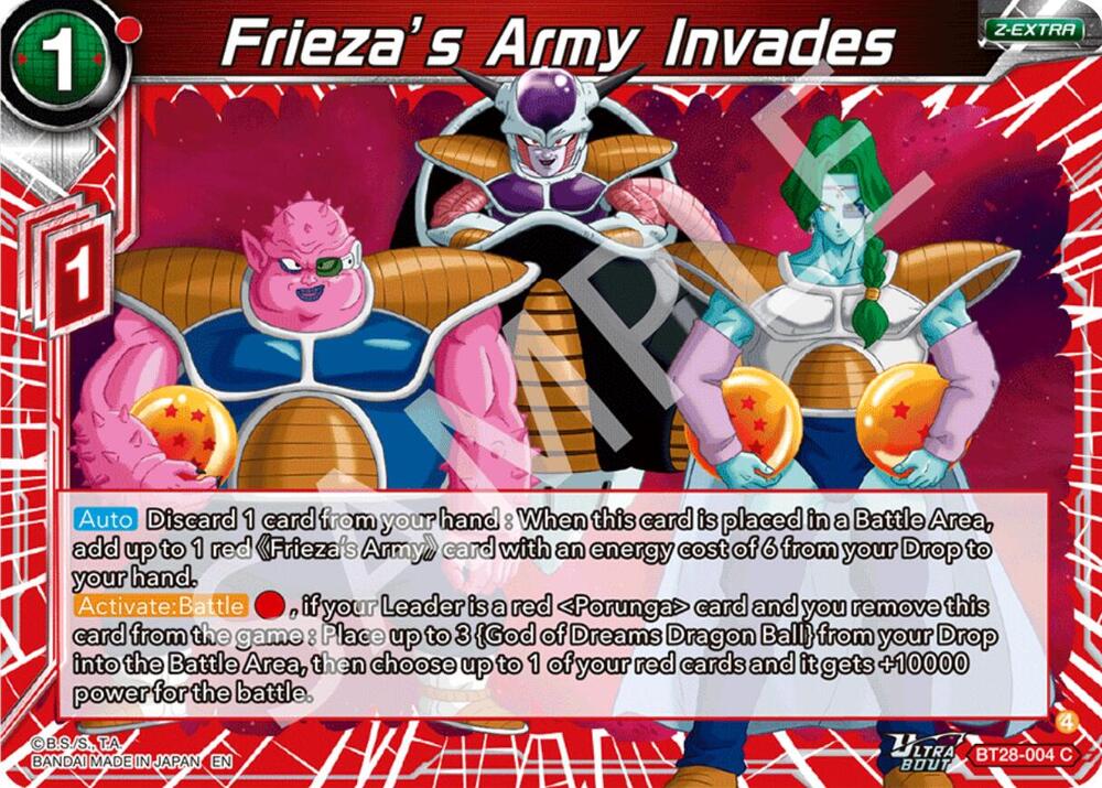 Friezas Army Invades BT28-004 Prismatic Clash Dragonball Super card