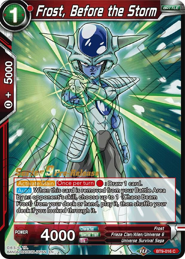 Frost Before the Storm BT9-016 Universal Onslaught Pre-Release Cards Dragonball Super card