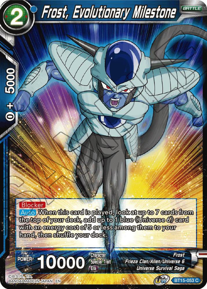 Frost Evolutionary Milestone Foil BT15-053 Saiyan Showdown Dragonball Super card