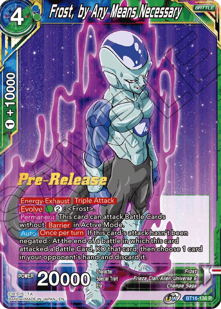 Frost by Any Means Necessary BT16-136 Realm of the Gods Pre-Release Cards Dragonball Super card