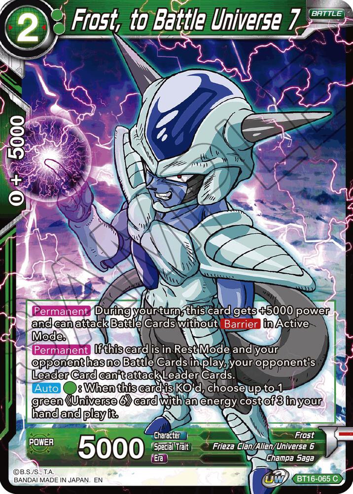 Frost to Battle Universe 7 Foil BT16-065 Realm of the Gods Dragonball Super card