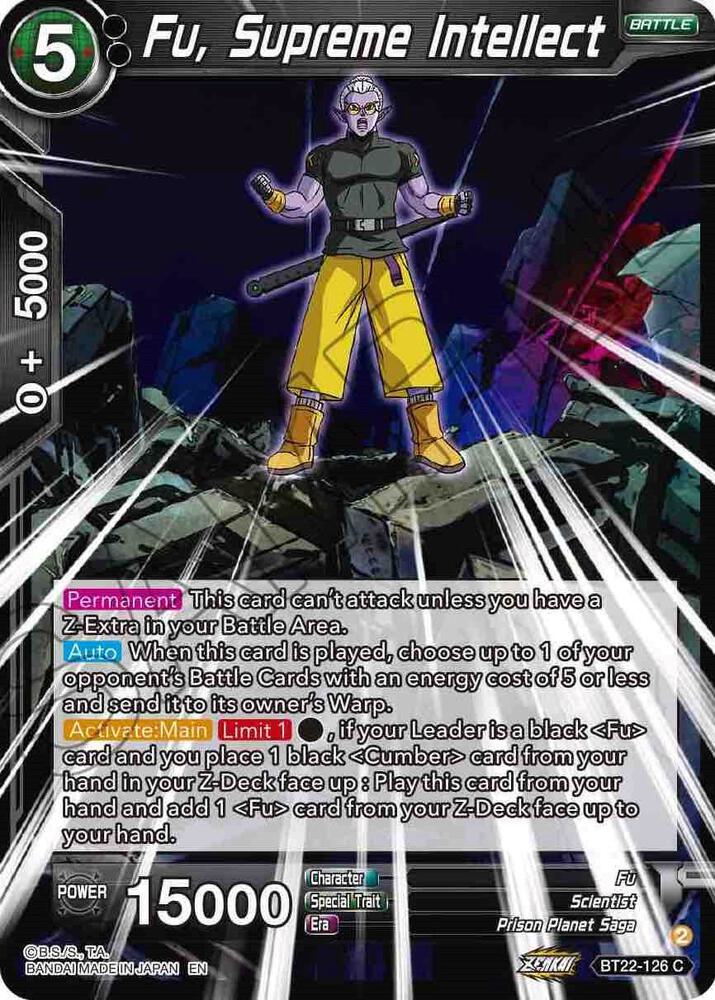 Fu Supreme Intellect BT22-126 Critical Blow Dragonball Super card