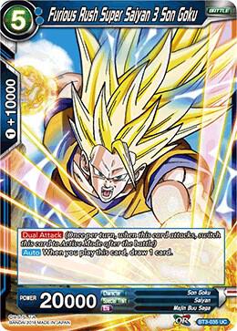 Furious Rush Super Saiyan 3 Son Goku Foil BT3-035 Cross Worlds Dragonball Super card