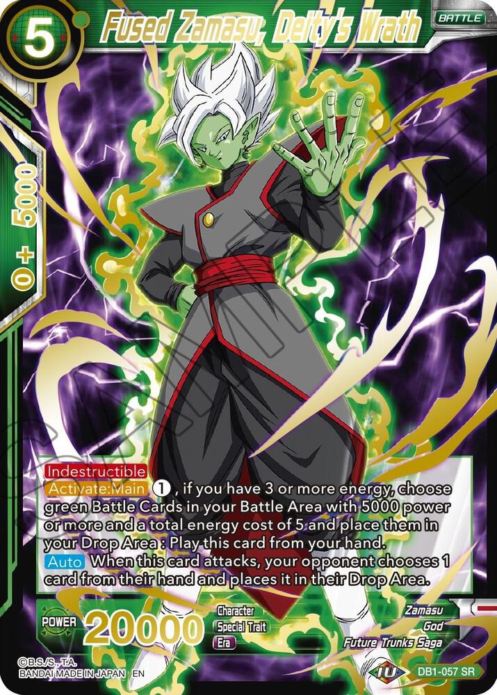 Fused Zamasu Deitys Wrath Gold Stamped DB1-057 Mythic Booster Dragonball Super card