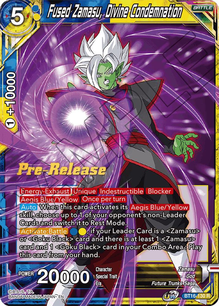 Fused Zamasu Divine Condemnation BT16-130 Realm of the Gods Pre-Release Cards Dragonball Super card