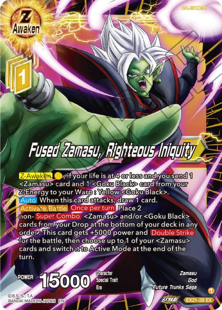 Fused Zamasu Righteous Iniquity Foil EX21-28 5th Anniversary Set Dragonball Super card