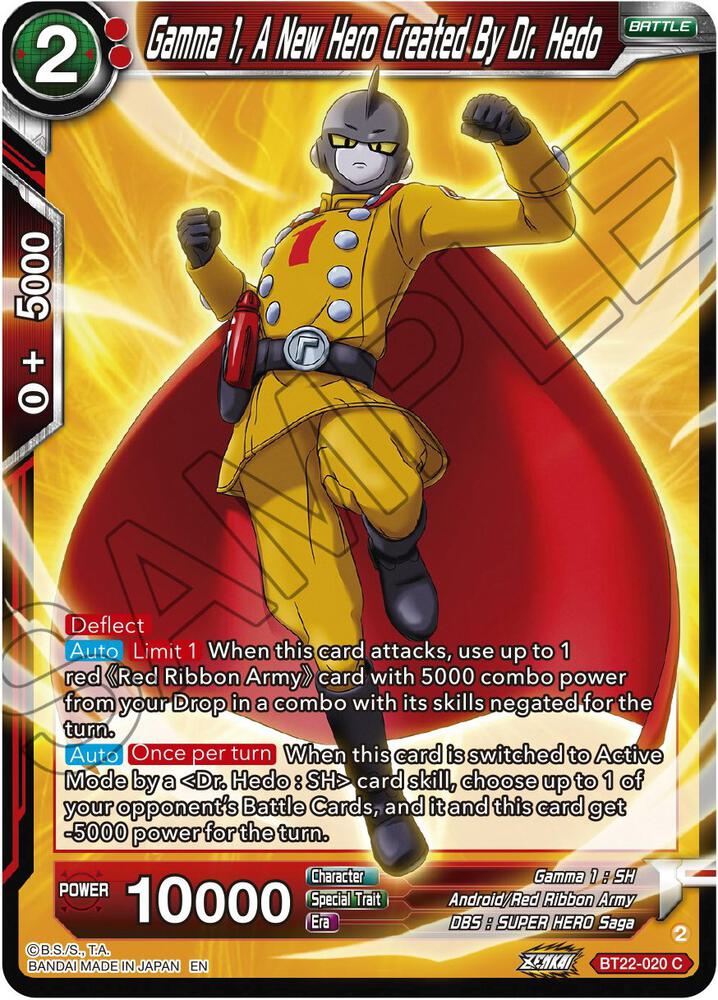 Gamma 1 A New Hero Created By Dr Hedo BT22-020 Critical Blow Dragonball Super card