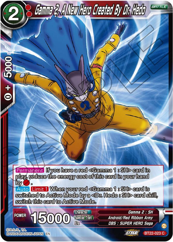 Gamma 2 A New Hero Created By Dr Hedo BT22-023 Critical Blow Dragonball Super card
