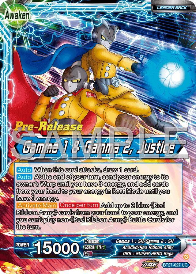 Gamma 2 Gamma 1 and Gamma 2 Justice BT27-027 History of Z Pre-Release Cards Dragonball Super card