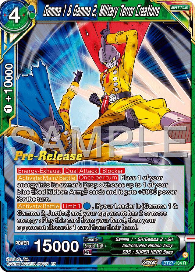 Gamna 1 and Gamma 2 Military Terror Creations BT27-134 History of Z Pre-Release Cards Dragonball Super card