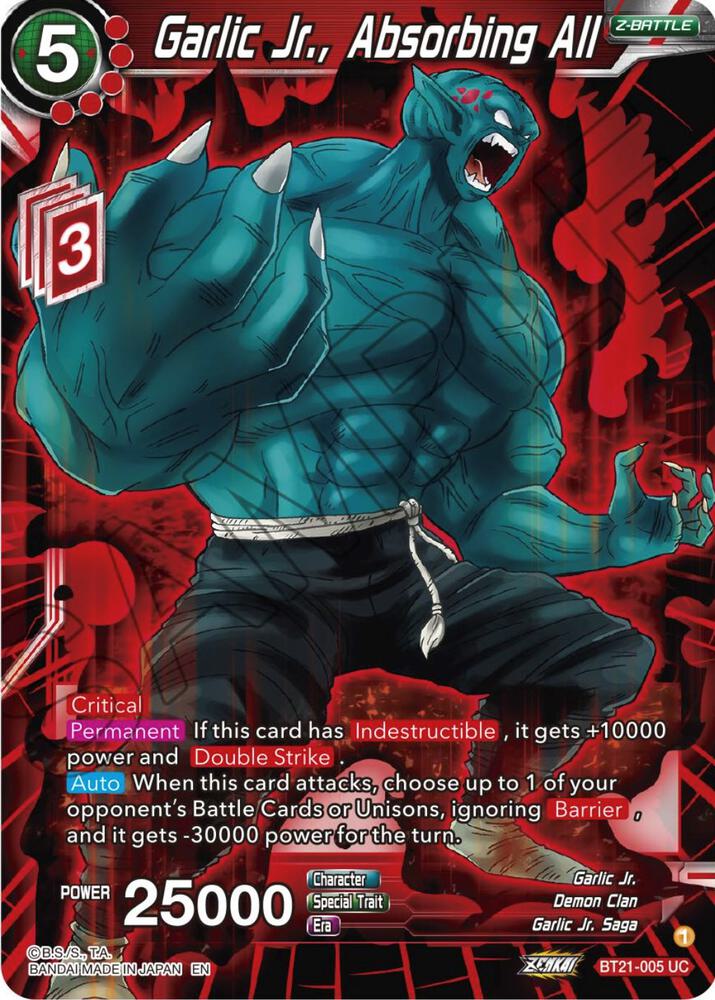 Garlic Jr Absorbing All Foil BT21-005 Wild Resurgence Dragonball Super card