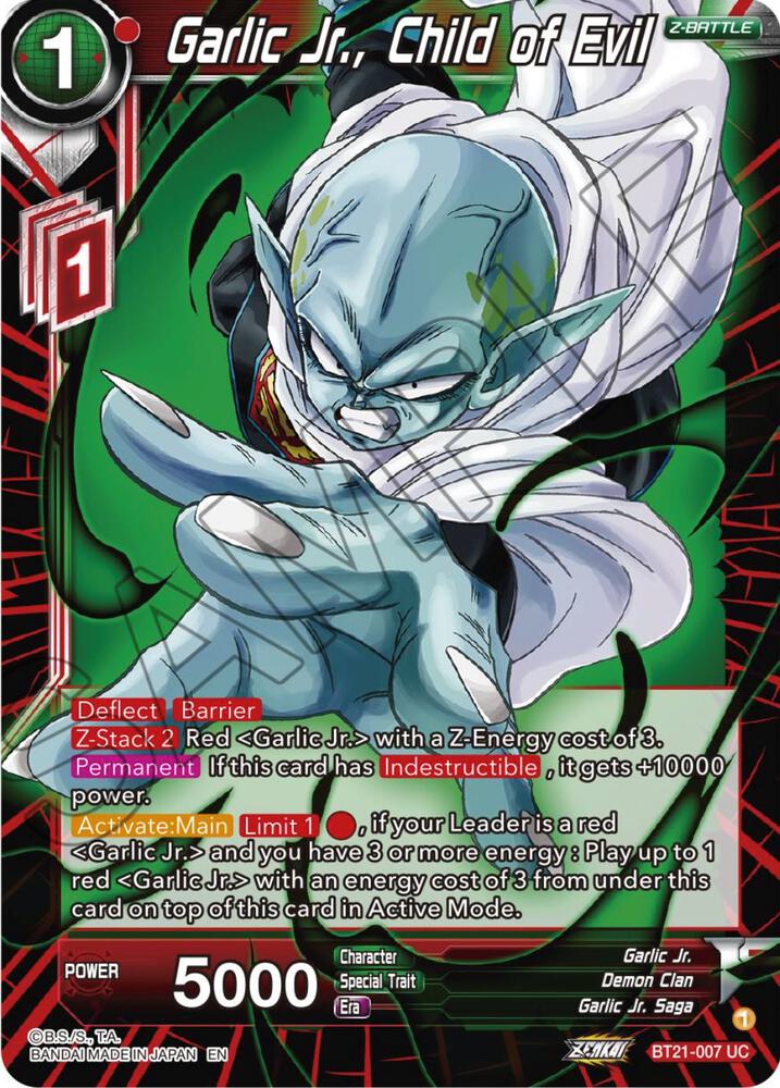 Garlic Jr Child of Evil Foil BT21-007 Wild Resurgence Dragonball Super card