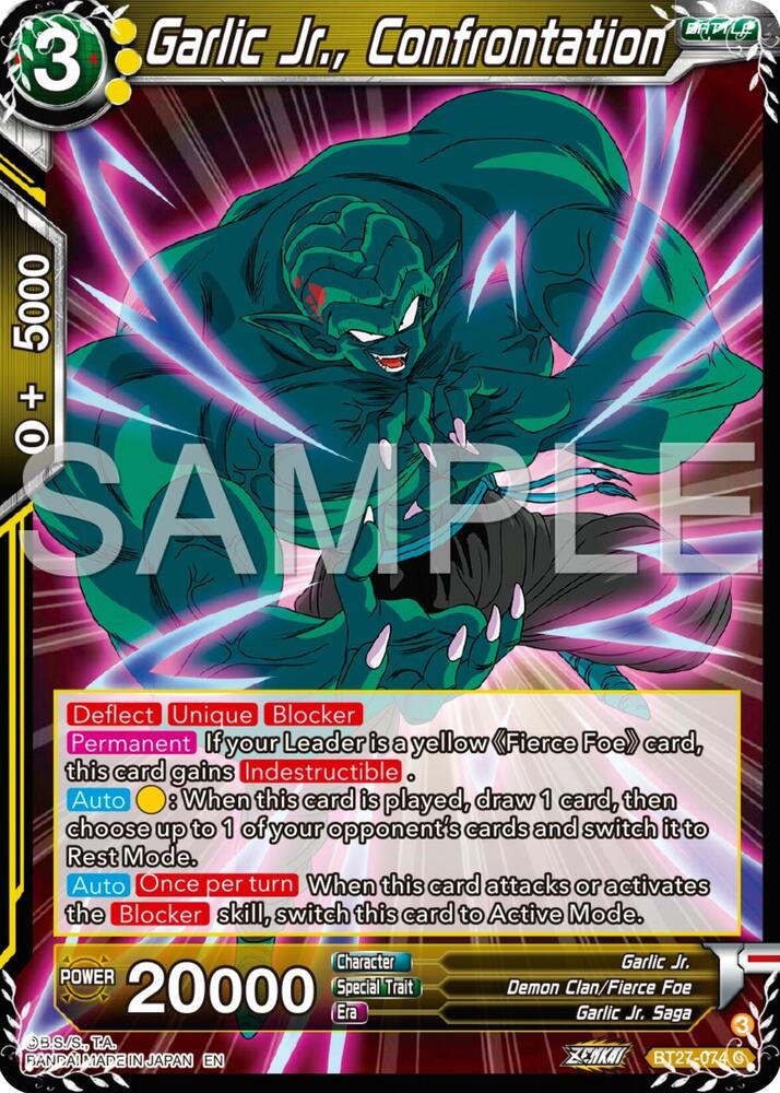 Garlic Jr Confrontation BT27-074 History of Z Dragonball Super card