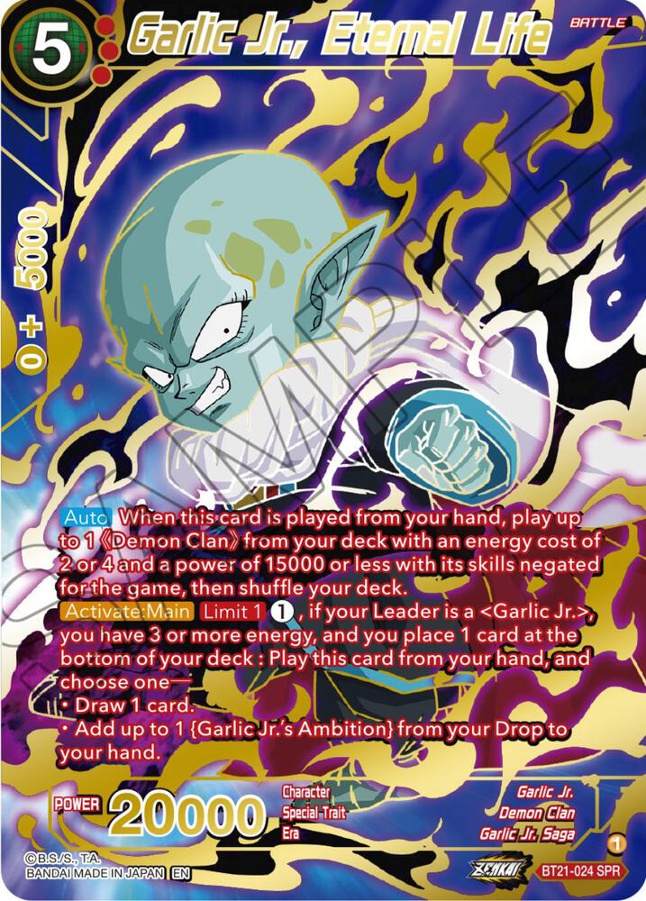Garlic Jr Eternal Life SPR BT21-024 Wild Resurgence Dragonball Super card