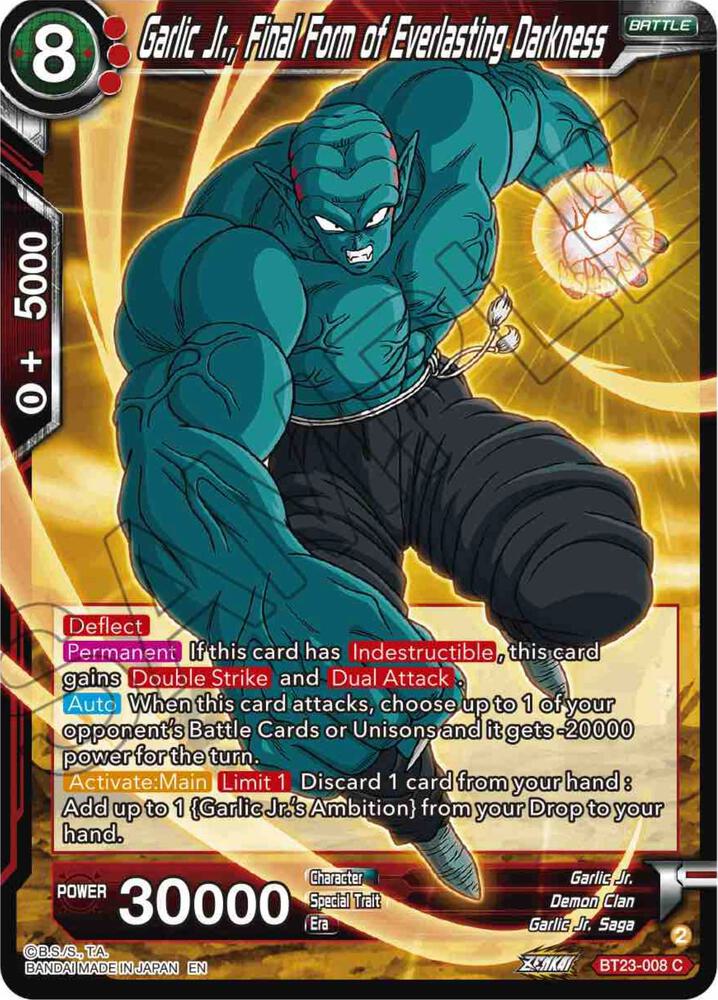 Garlic Jr Final Form of Everlasting Darkness Foil BT23-008 Perfect Combination Dragonball Super card