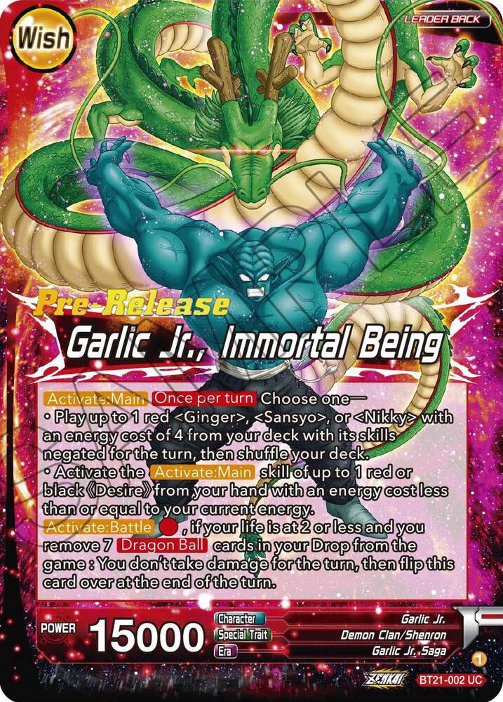 Garlic Jr Garlic Jr Immortal Being BT21-002 Wild Resurgence Pre-Release Cards Dragonball Super card