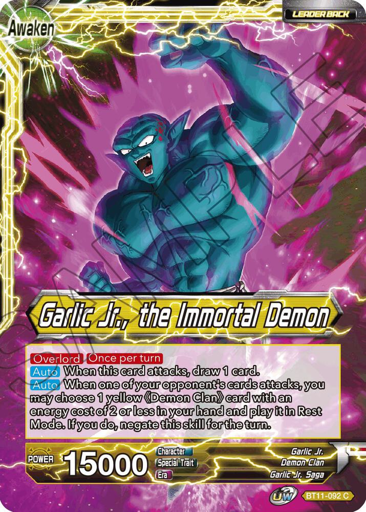 Garlic Jr Garlic Jr the Immortal Demon Foil BT11-092 Vermilion Bloodline Dragonball Super card