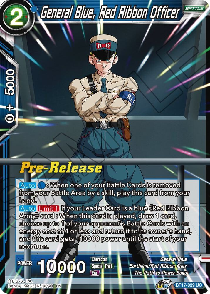 General Blue Red Ribbon Officer BT17-039 Ultimate Squad Pre-Release Cards Dragonball Super card