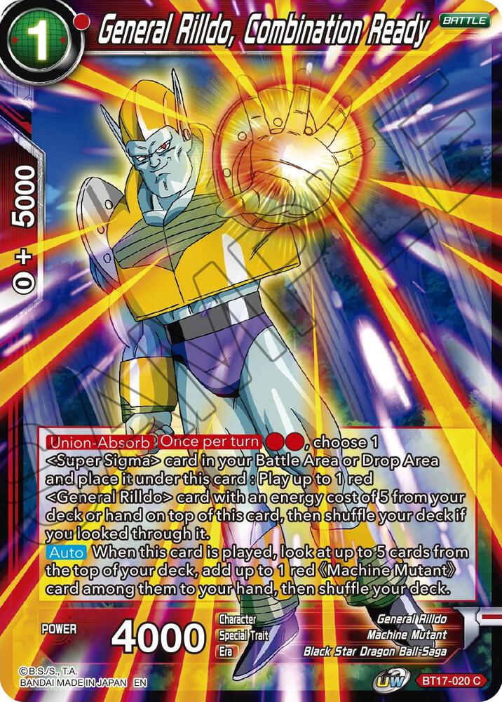 General Rilldo Combination Ready BT17-020 Ultimate Squad Dragonball Super card