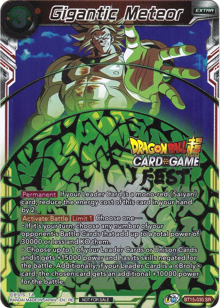 Gigantic Meteor Card Game Fest 2022 BT15-030 Tournament Promotion Cards Dragonball Super card