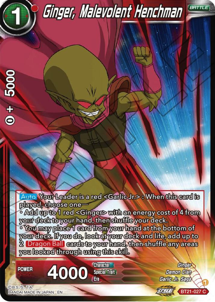 Ginger Malevolent Henchman BT21-027 Wild Resurgence Dragonball Super card