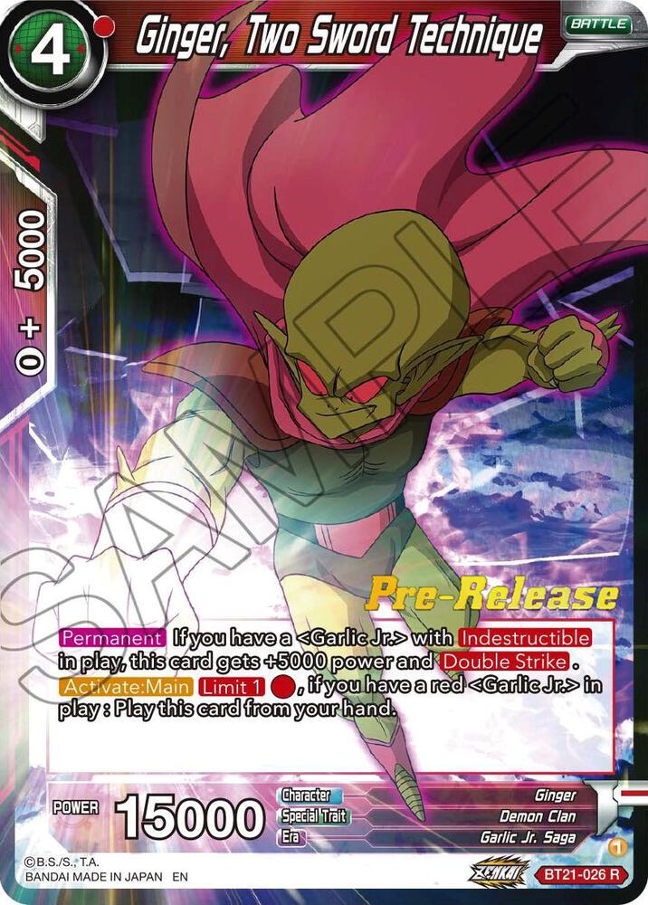 Ginger Two Sword Technique BT21-026 Wild Resurgence Pre-Release Cards Dragonball Super card