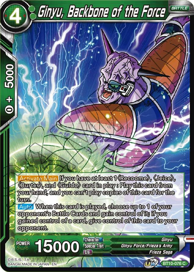 Ginyu Backbone of the Force BT10-076 Rise of the Unison Warrior Dragonball Super card