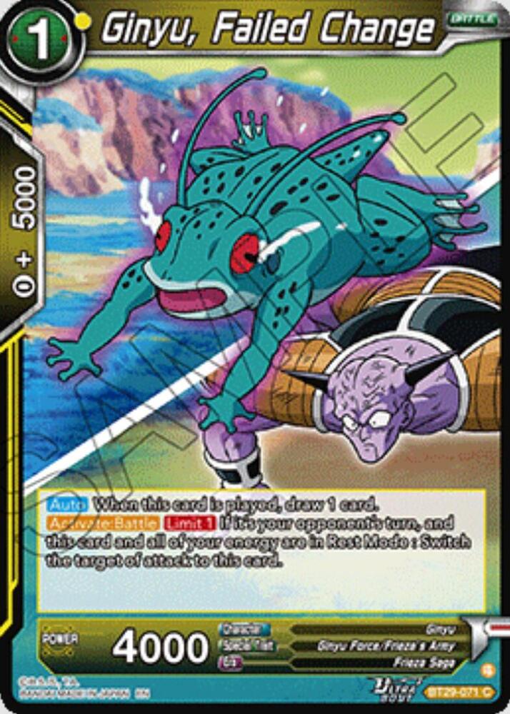 Ginyu Failed Change BT29-071 Fearsome Rivals Dragonball Super card