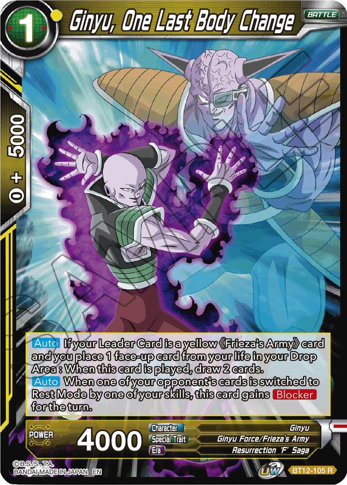 Ginyu One Last Body Change BT12-105 Vicious Rejuvenation Dragonball Super card