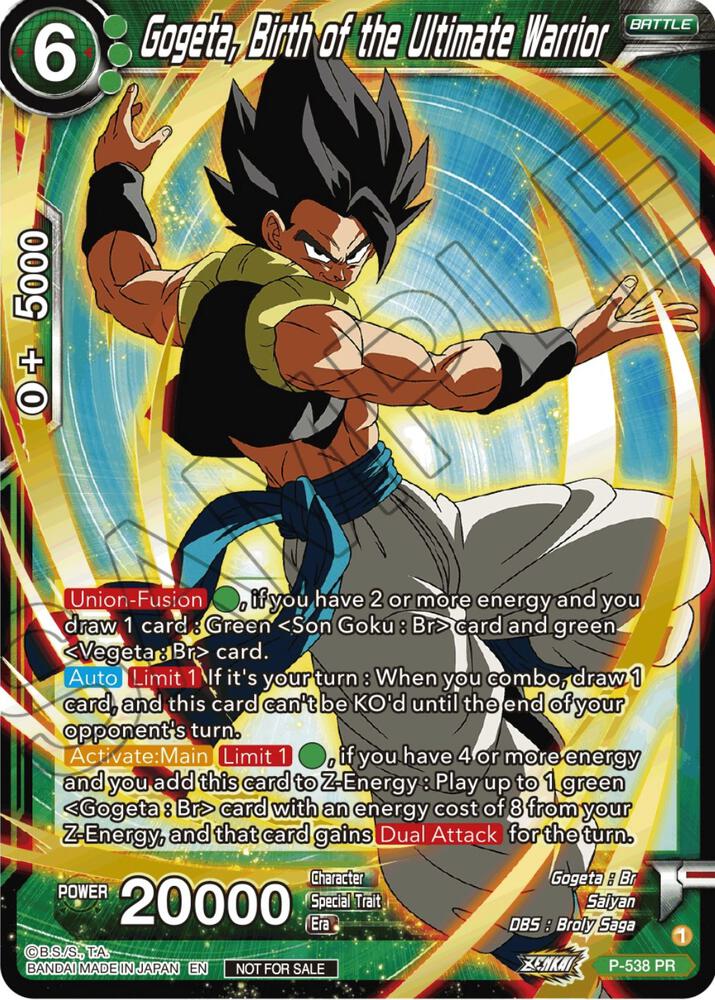 Gogeta Birth of the Ultimate Warrior Championship Selection Pack 2023 Vol2 Gold Stamped Silver Foil P-538 Tournament Promotion Cards Dragonball Super card