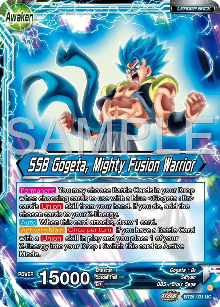 Gogeta SSB Gogeta Mighty Fusion Warrior BT26-031 Ultimate Advent Dragonball Super card