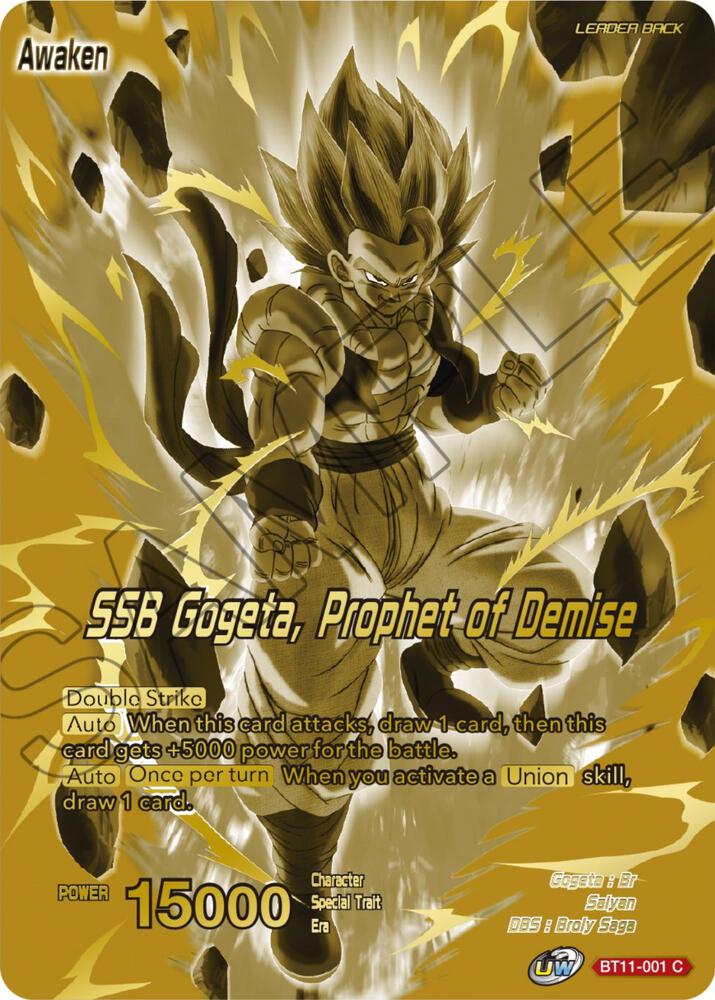 Gogeta SSB Gogeta Prophet of Demise Championship Golden Card 2024 Vol1 BT11-001 Tournament Promotion Cards Dragonball Super card