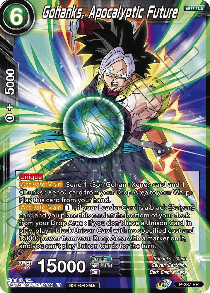 Gohanks Apocalyptic Future Unison Warrior Series Tournament Pack Vol3 P-287 Tournament Promotion Cards Dragonball Super card