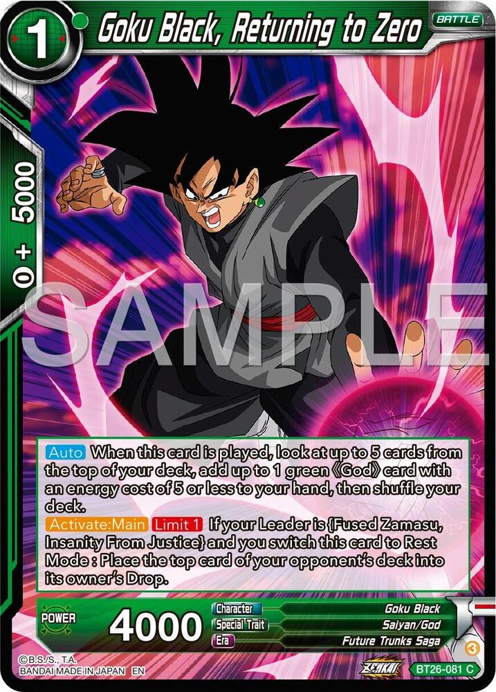 Goku Black Returning to Zero BT26-081 Ultimate Advent Dragonball Super card