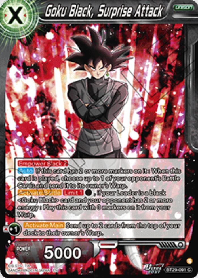Goku Black Surprise Attack BT29-091 Fearsome Rivals Dragonball Super card