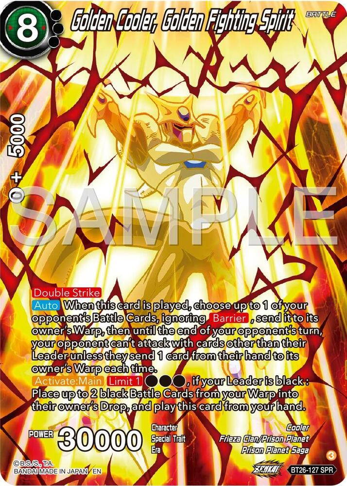 Golden Cooler Golden Fighting Spirit SPR BT26-127 Ultimate Advent Dragonball Super card
