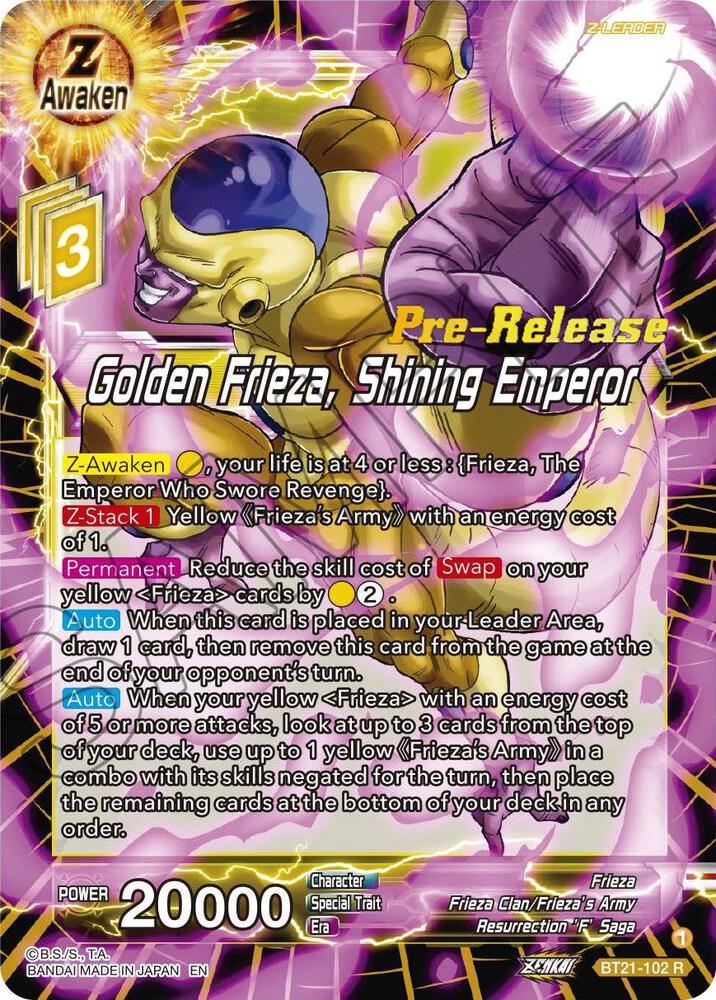 Golden Frieza Shining Emperor BT21-102 Wild Resurgence Pre-Release Cards Dragonball Super card