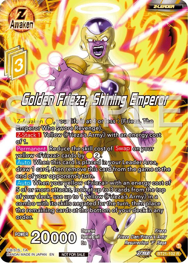 Golden Frieza Shining Emperor Championship 2024 Finals Zenkai Pack BT21-102 Tournament Promotion Cards Dragonball Super card