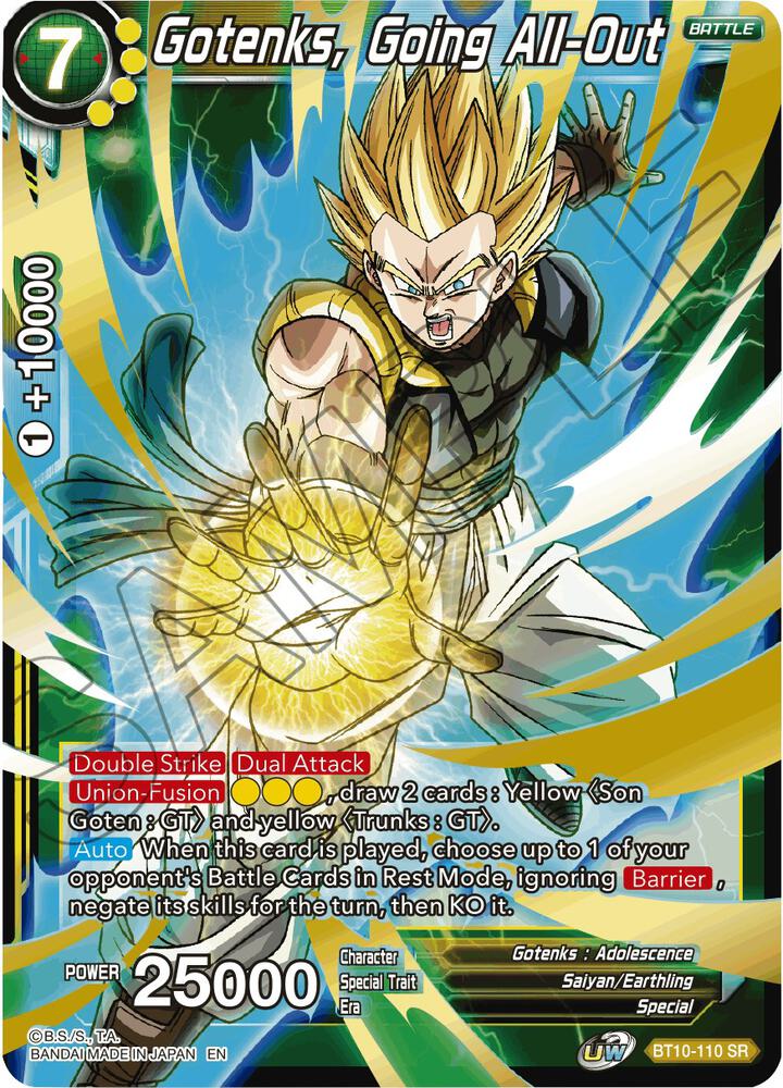 Gotenks Going All Out BT10-110 Rise of the Unison Warrior Dragonball Super card