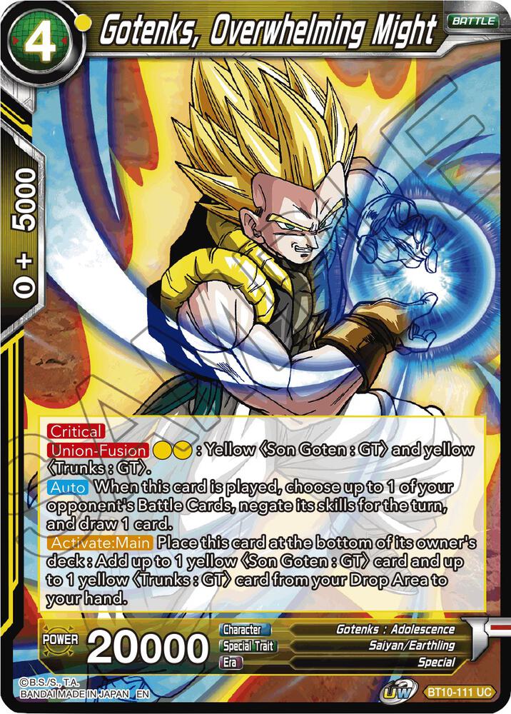 Gotenks Overwhelming Might BT10-111 Rise of the Unison Warrior Dragonball Super card