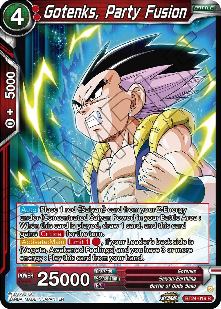 Gotenks Party Fusion Foil BT24-016 Beyond Generations Dragonball Super card