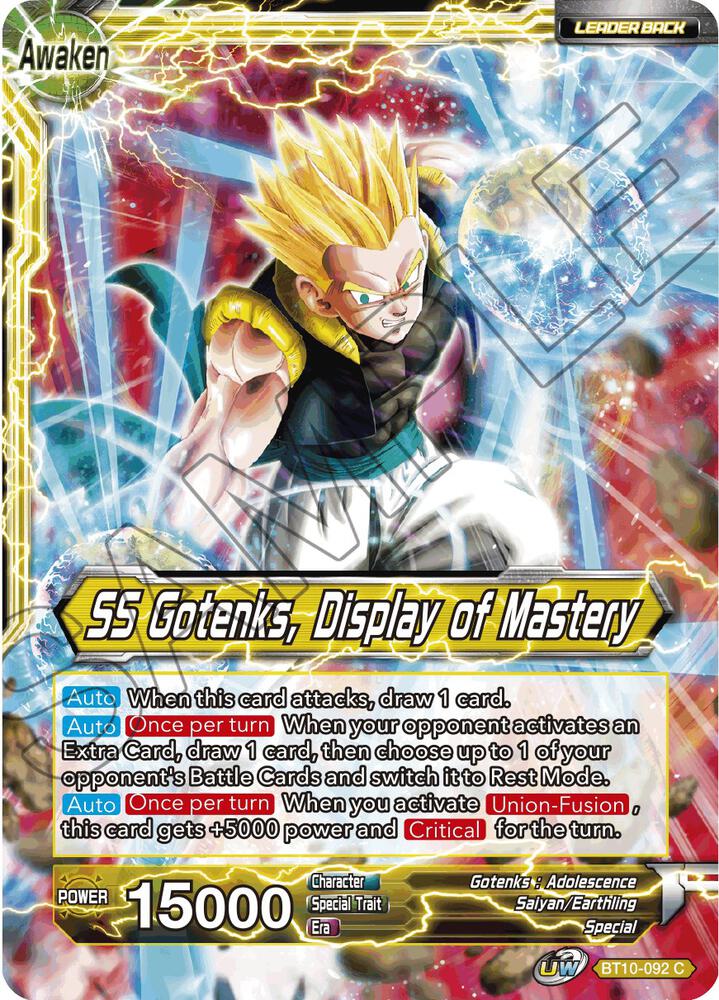 Gotenks SS Gotenks Display of Mastery BT10-092 Rise of the Unison Warrior Dragonball Super card