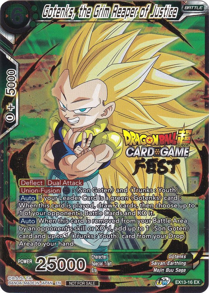 Gotenks the Grim Reaper of Justice Card Game Fest 2022 EX13-16 Tournament Promotion Cards Dragonball Super card