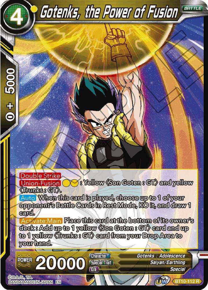Gotenks the Power of Fusion BT10-112 Rise of the Unison Warrior Dragonball Super card