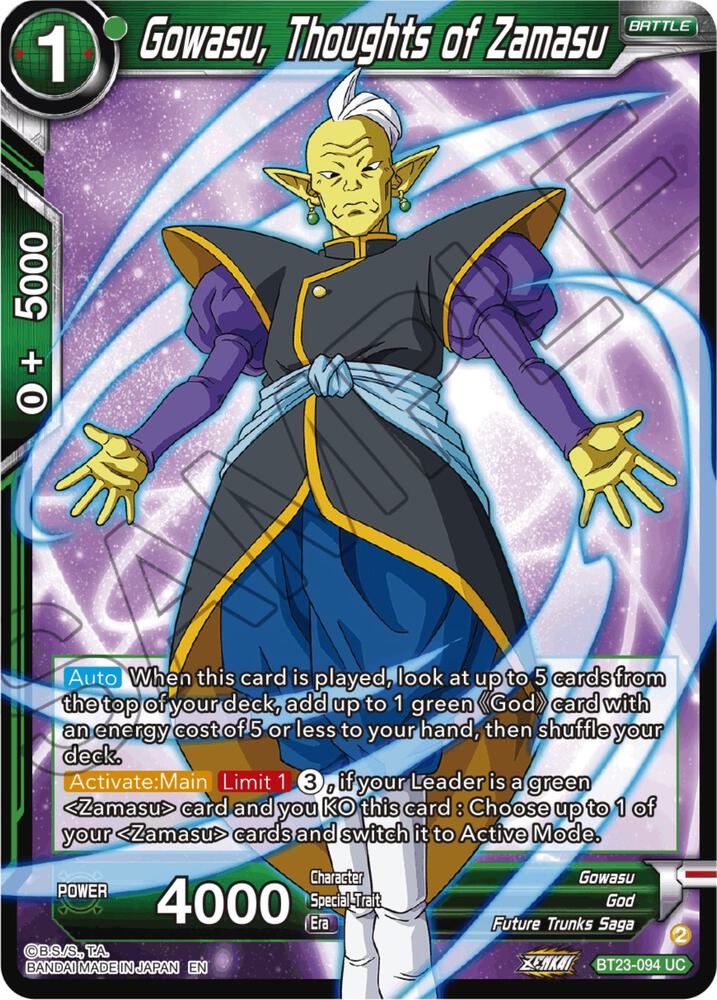 Gowasu Thoughts of Zamasu BT23-094 Perfect Combination Dragonball Super card