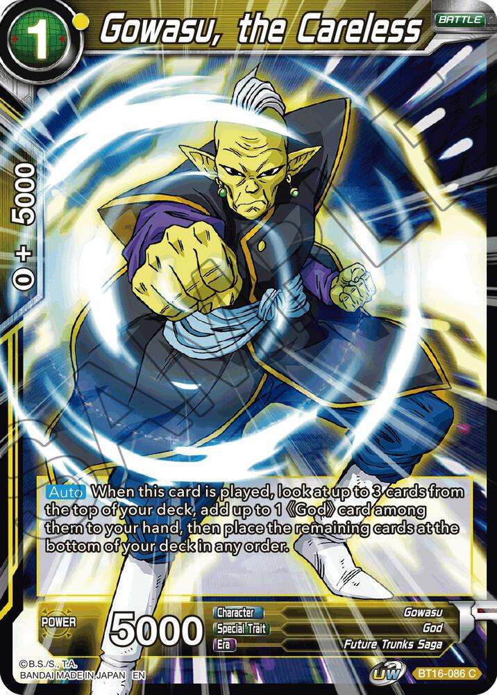 Gowasu the Careless Foil BT16-086 Realm of the Gods Dragonball Super card