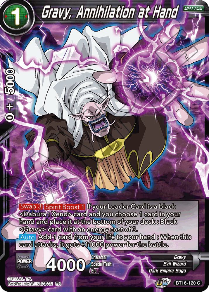 Gravy Annihilation at Hand BT16-120 Realm of the Gods Dragonball Super card