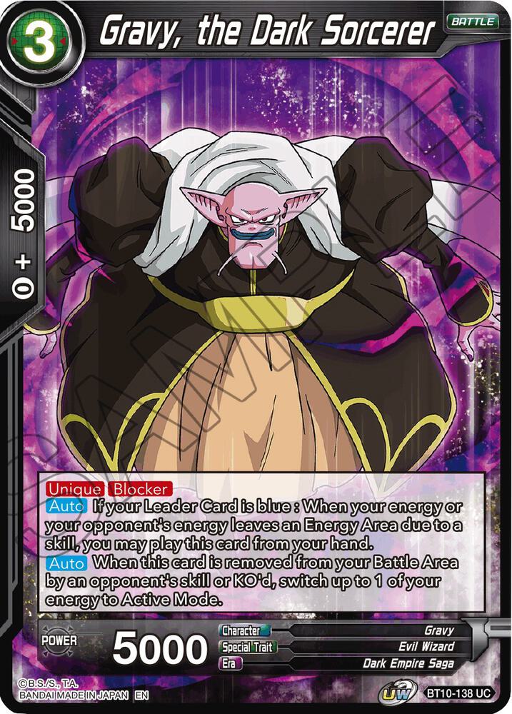 Gravy the Dark Sorcerer Foil BT10-138 Rise of the Unison Warrior Dragonball Super card