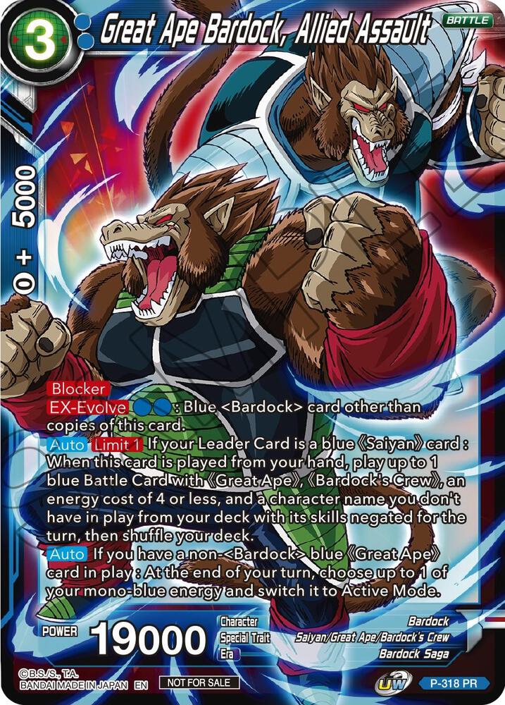 Great Ape Bardock Allied Assault P-318 Tournament Promotion Cards Dragonball Super card